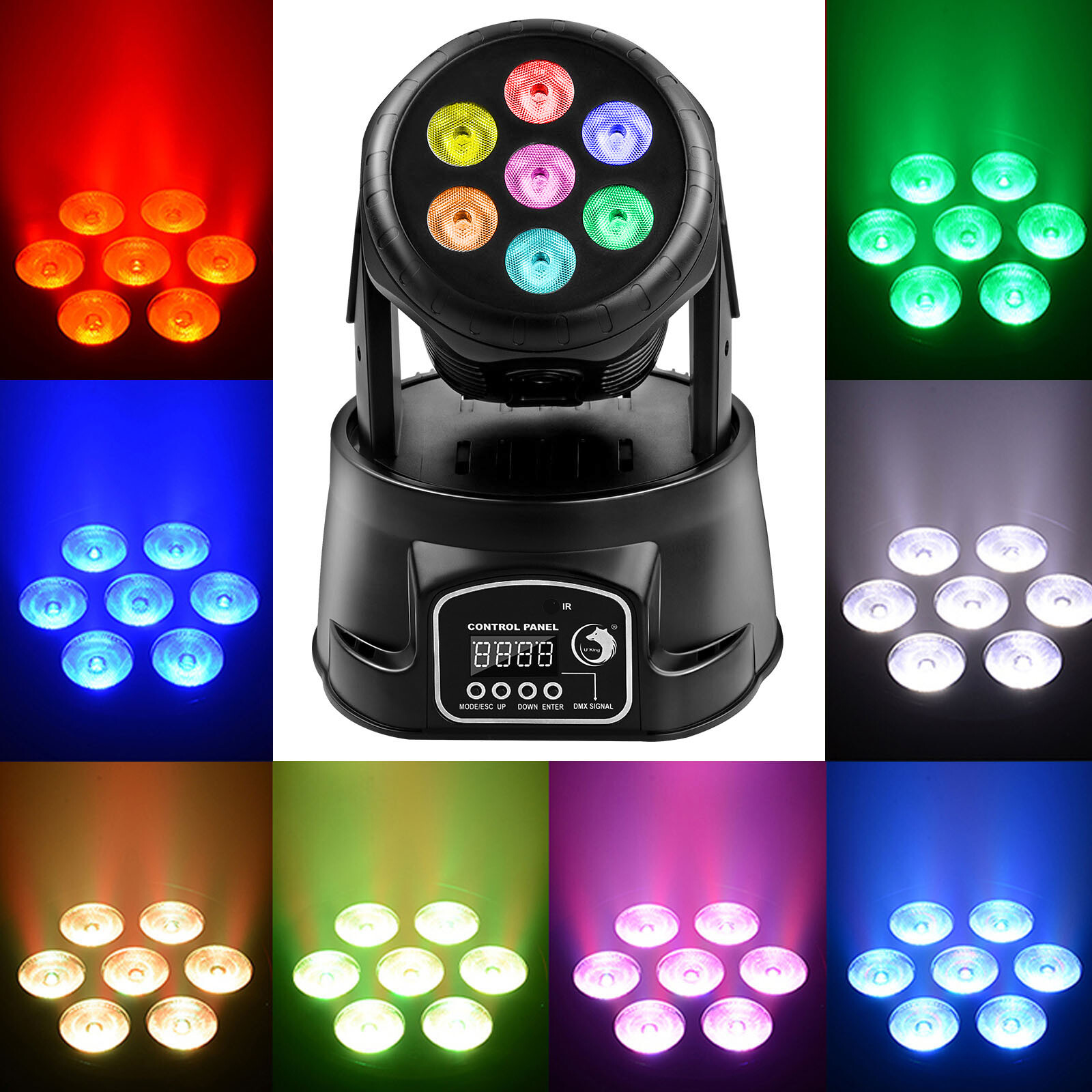 105W Sound Activated Moving Head Light 7LED RGBW